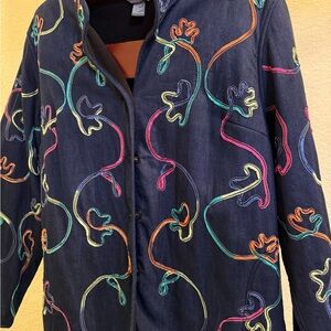 Koret Dark Blue Jacket with Multicolor Embroidery